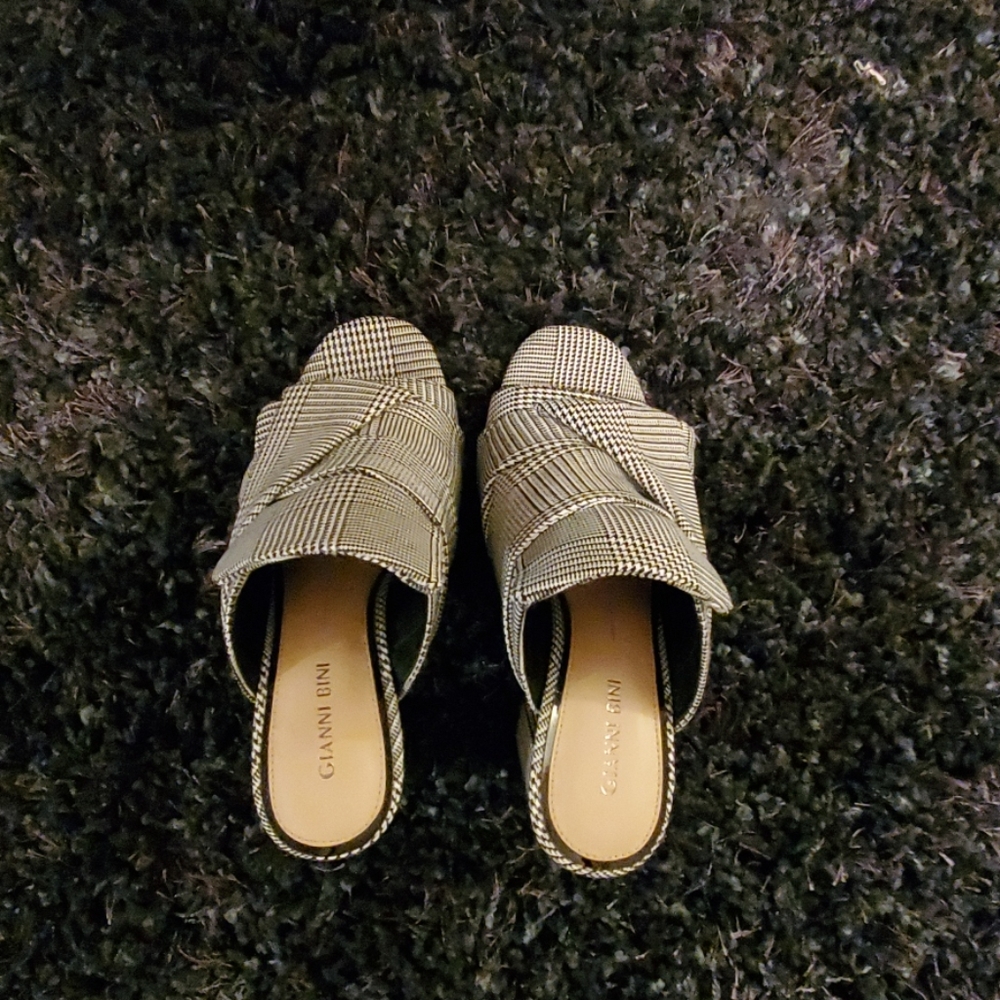 Gianni Bini Tweed Slip On Mules